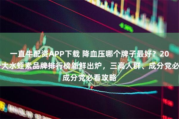一直牛配资APP下载 降血压哪个牌子最好？2026年十大水蛭素品牌排行榜新鲜出炉，三高人群、成分党必看攻略